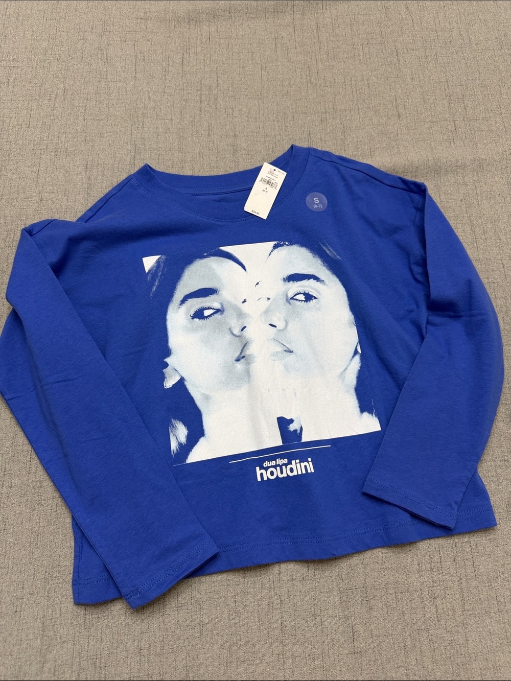 GAP Kids Blue Dua Lipa 'Houdini' Graphic Long-Sleeve Tee Size 6-7